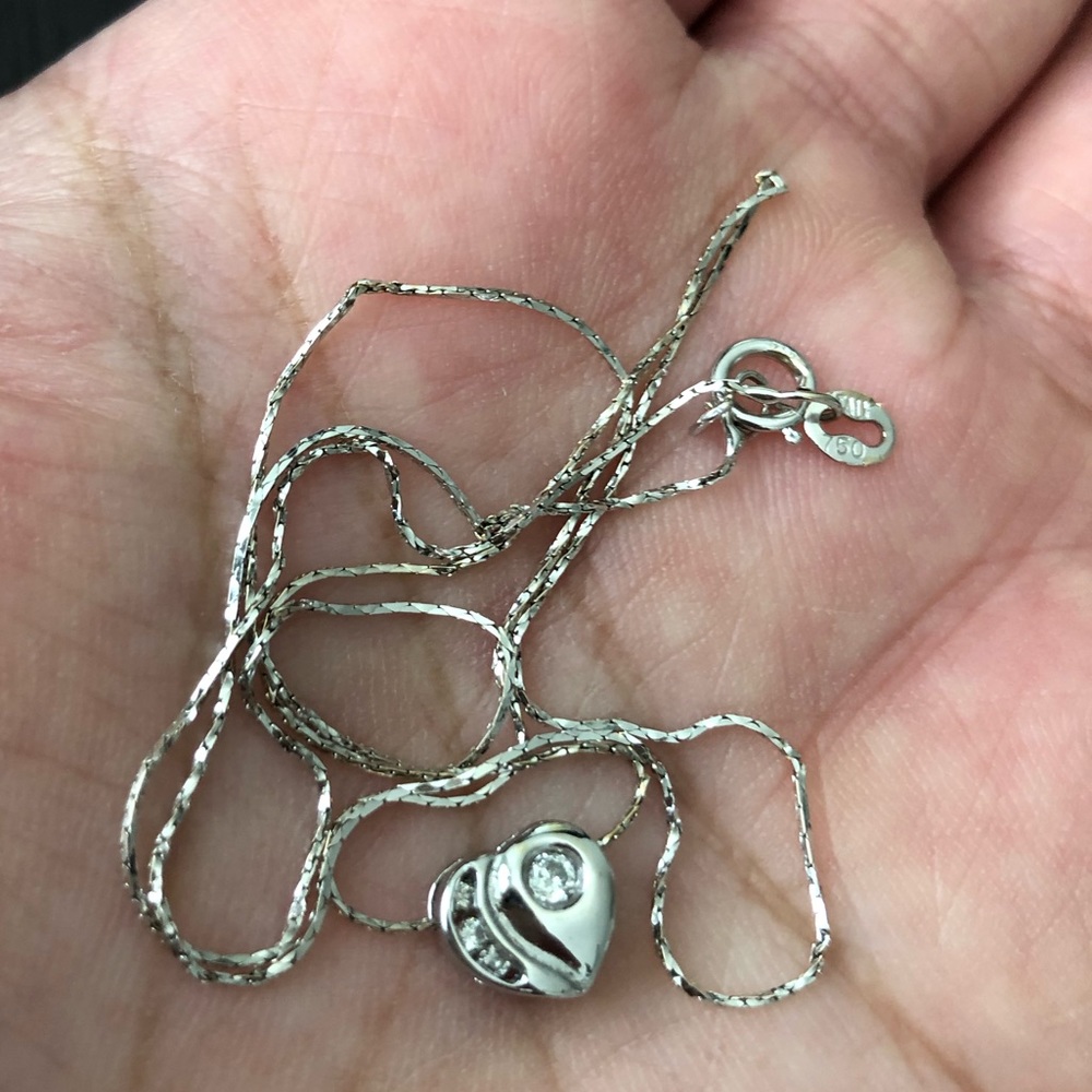 14k white gold heart necklace diamond heart